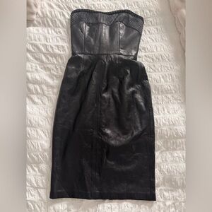 Y2K Gorgeous Black Corset Leather Dress Sz Small